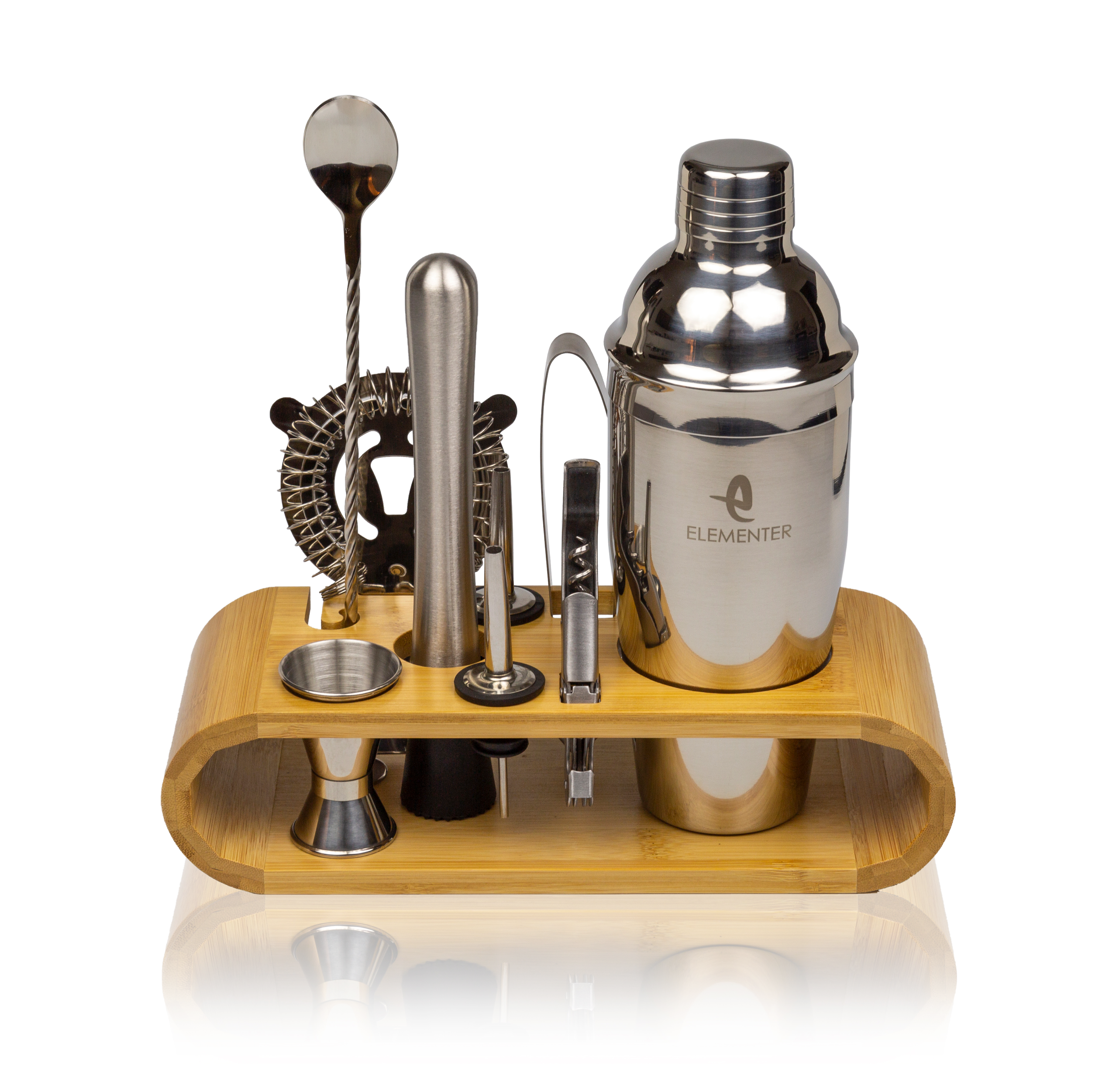 ELEMENTER Cocktail Shaker Set - Mixologist Bartender kit 10-Piece, Crafted  from Stainless Steel, All The Accessories You Need to Mix The Perfect Drink